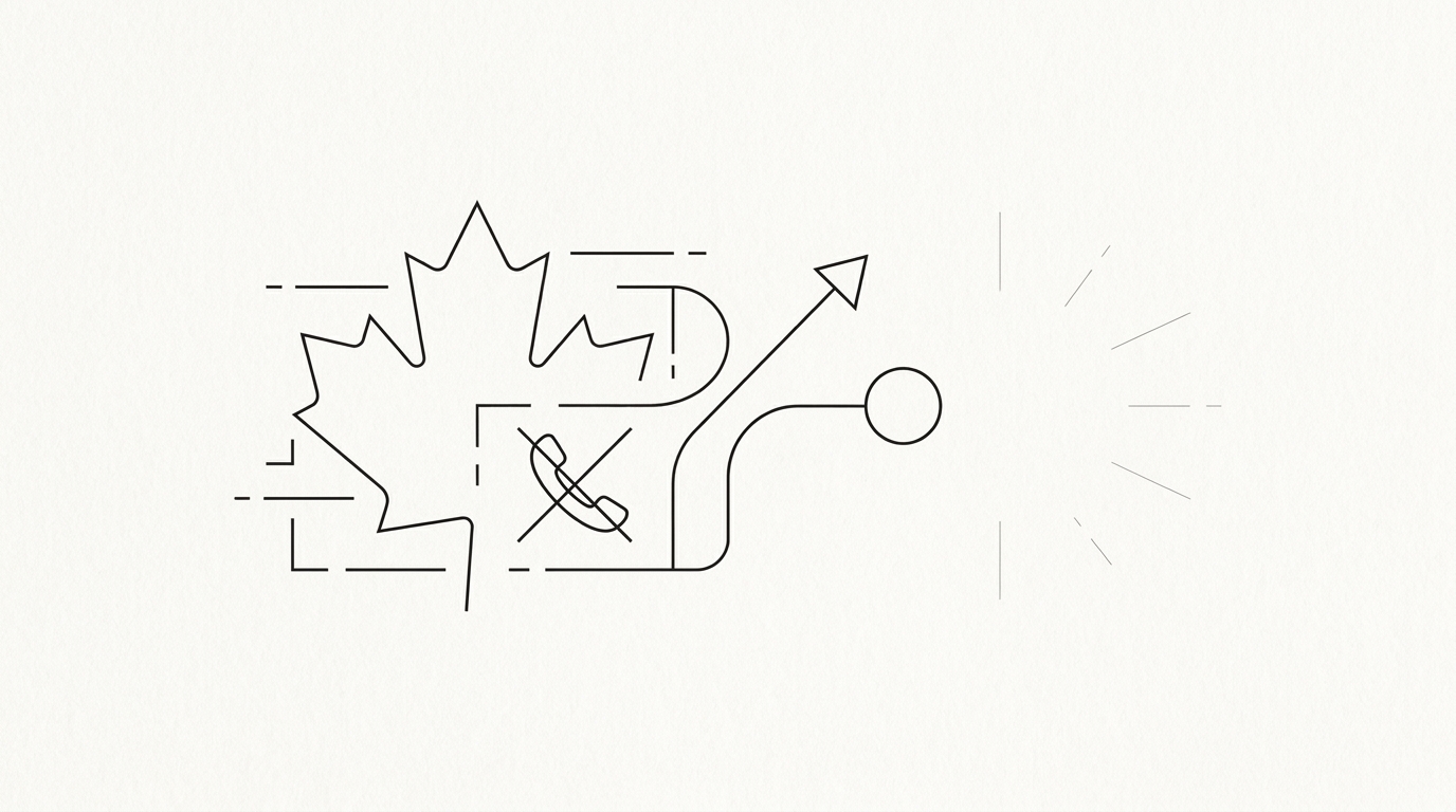 Line-art diagram: a phone alternative for Canada where Google Voice isn't available.