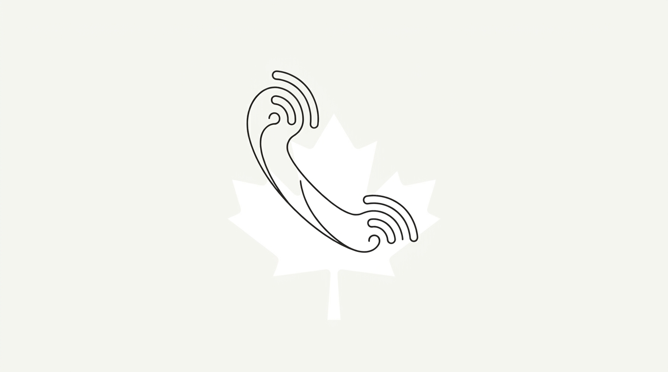 Line-art diagram: an IP phone connected to the Canadian network over the internet.