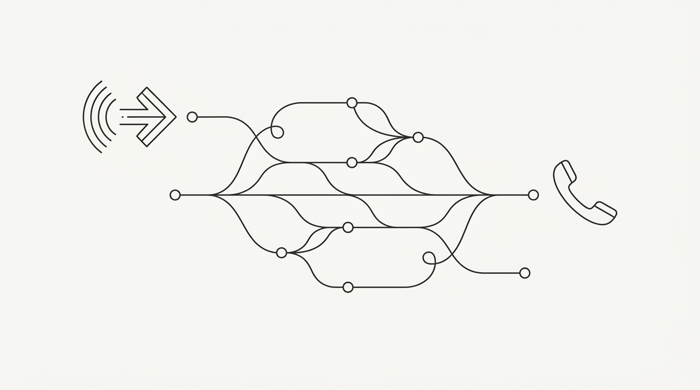 Line-art diagram: a call redirected to another phone.