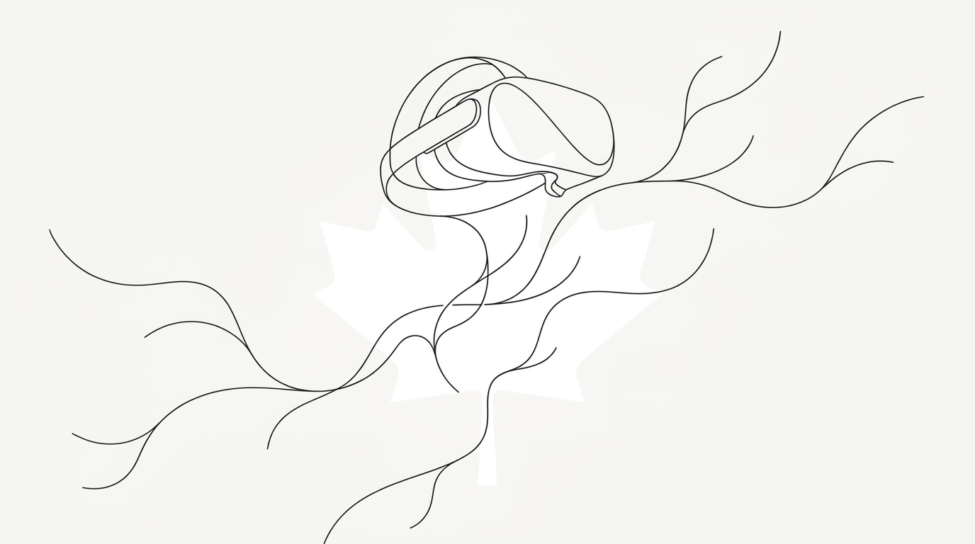 Schéma line-art : un accueil téléphonique virtuel pour une entreprise canadienne.