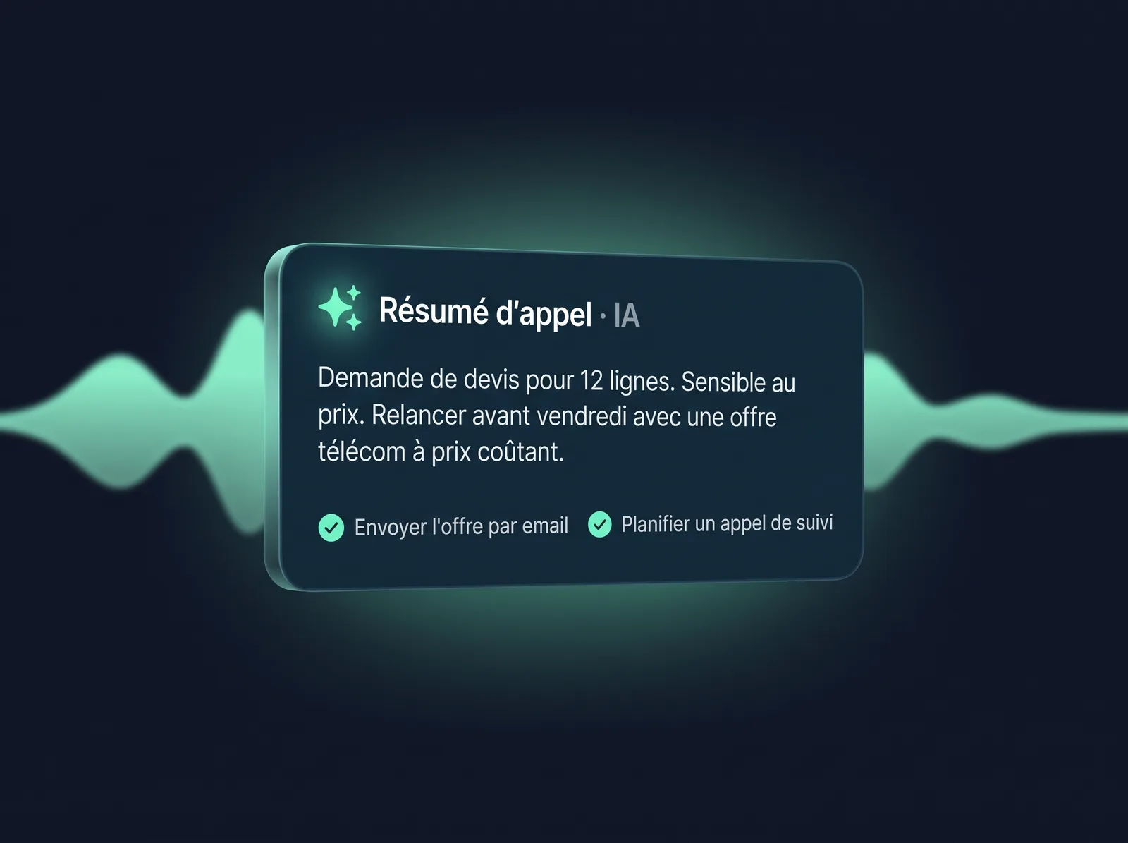 Carte de résumé d'appel généré par l'IA de Relay